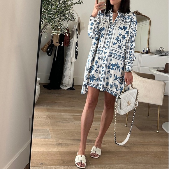 Corey Lynn Calter Dresses & Skirts - Corey Lynn Calter Long-Sleeve Printed Mini Shirt Dress XS